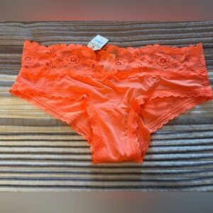 aerie Lace-Trim Cheeky Panty in Neon Coral
